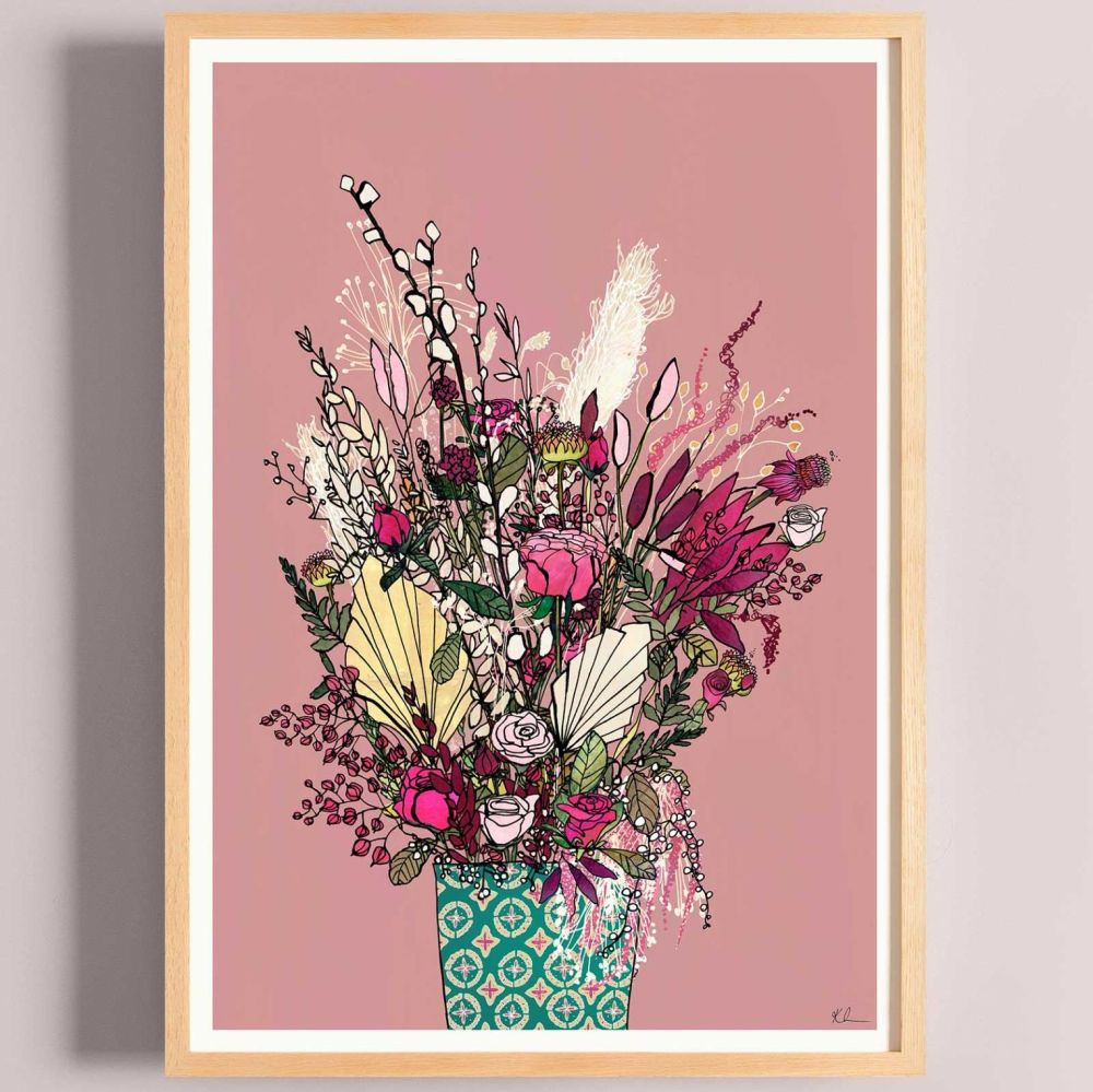 Framed Fine Art Print- Pink Blooms (A2 size)