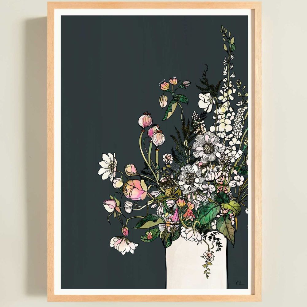 Framed Fine Art Print (A4)- White Blooms