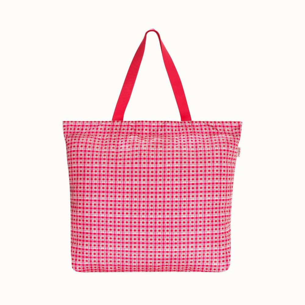 Painted Check Small Large Foldaway Tote