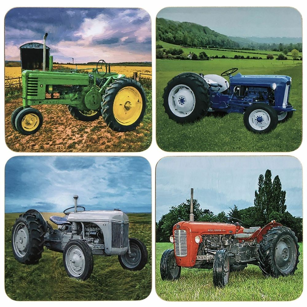 Set of 4 Classic Tractor Drinks Coasters Leonardo Collection