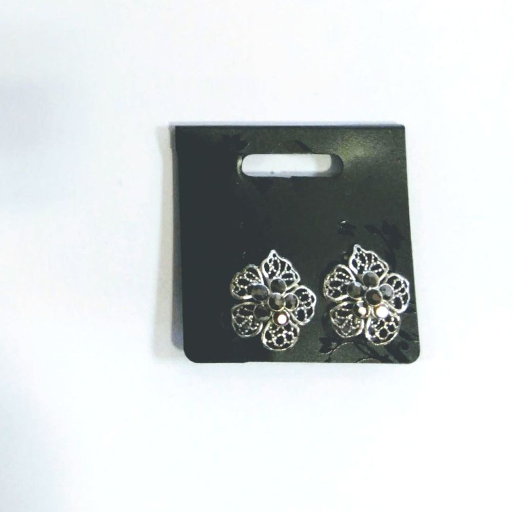 Silver Flower Clip-On Earrings