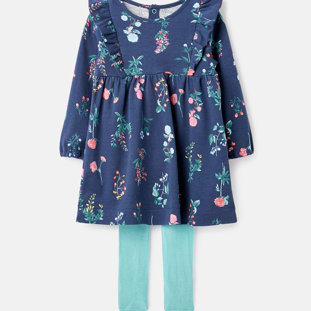 Harleigh Organically Grown Cotton Dress Set- Blue Floral
