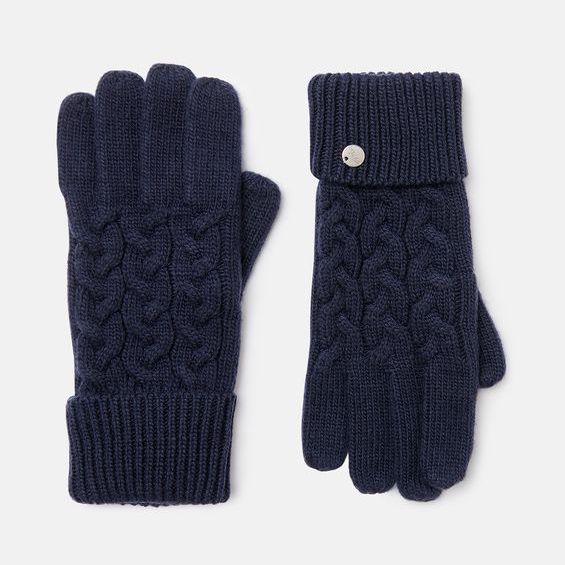 Elena Cable Gloves- French Navy