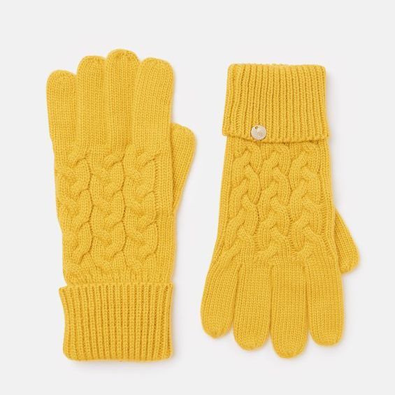 Elena Cable Gloves- Antique Gold/ Mustard