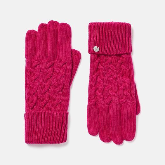 Elena Cable Gloves- Ruby Pink