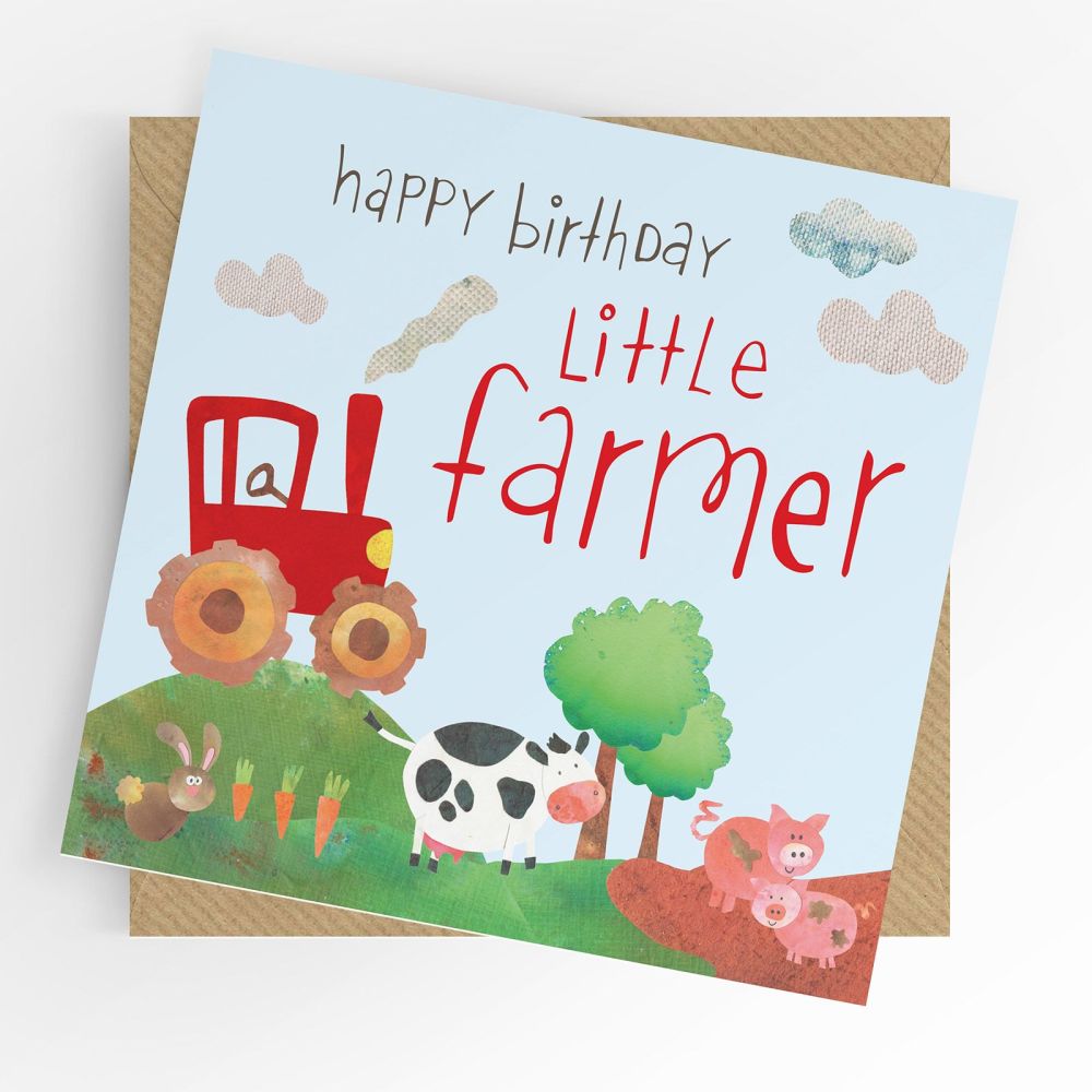 Birthday Card- Little Farmer - (Red Tractor)
