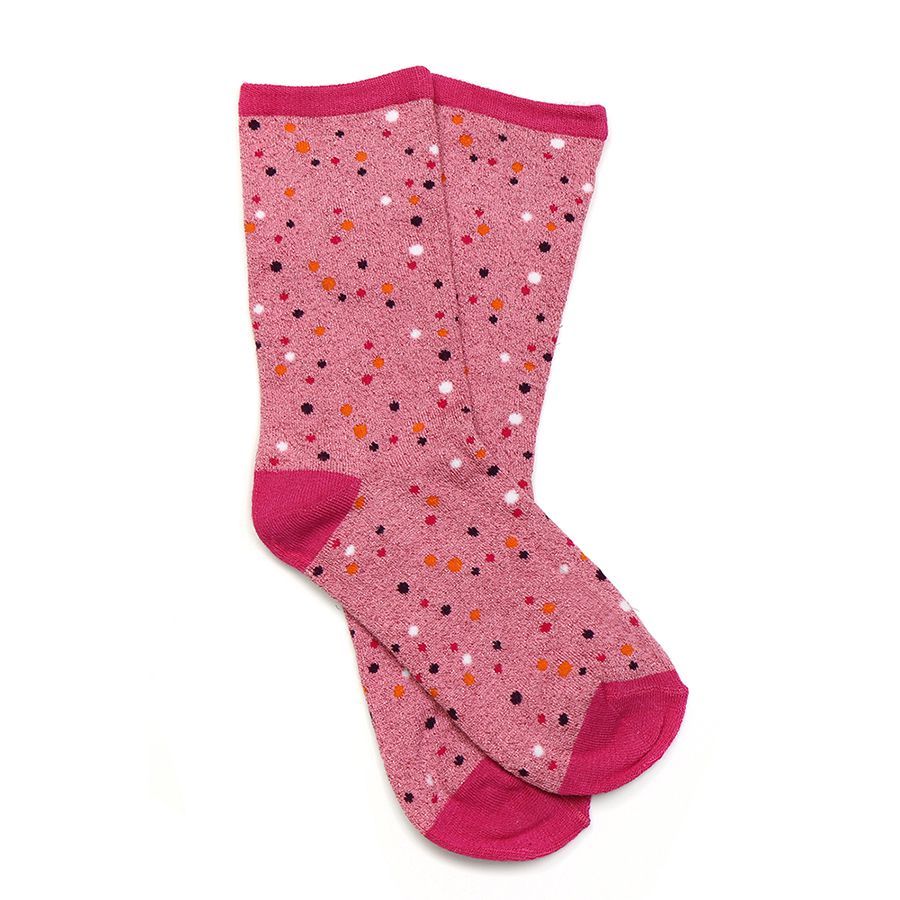 Pink mix scattered dot bamboo socks with lurex