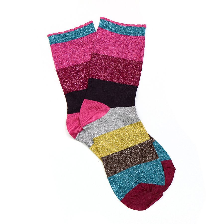 Bright striped bamboo socks with lurex