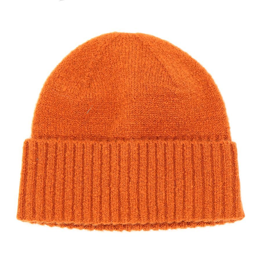 Plain cinnamon knitted beanie hat