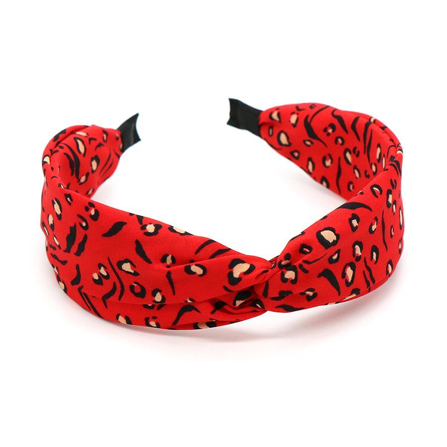 Bright red mix safari print headband