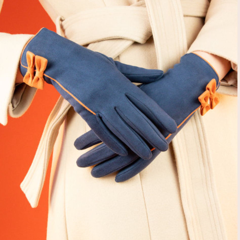Doris Gloves- Navy/ Orange