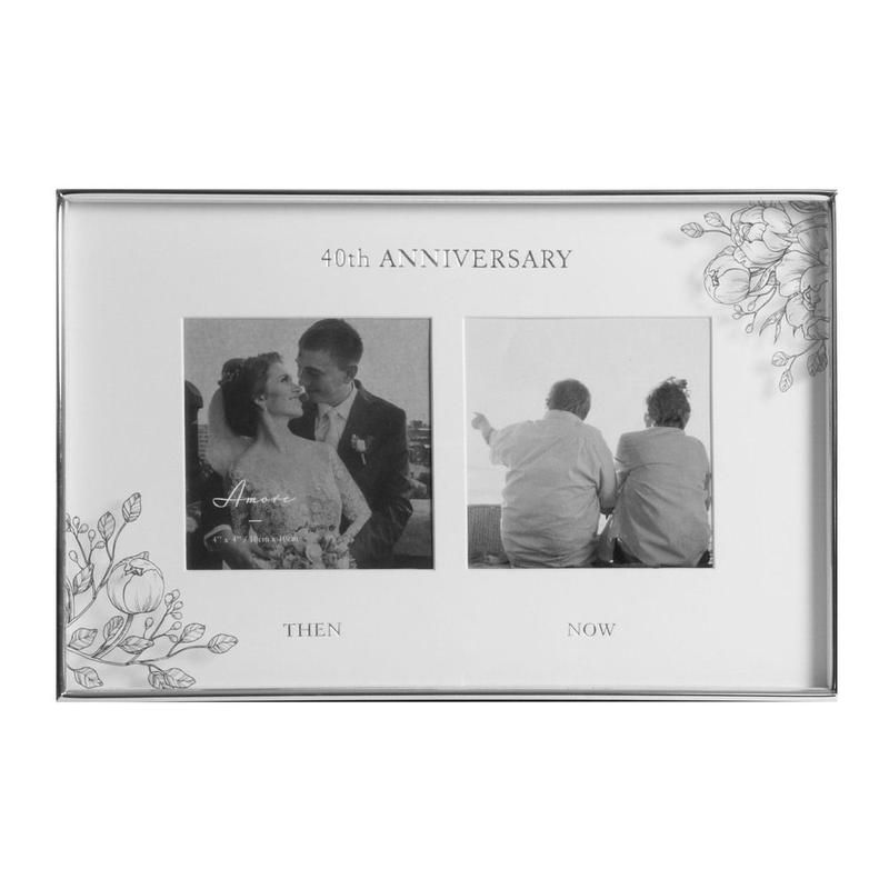 AMORE BY JULIANA® Floral Double Frame - 40 Years Anniversary - 4" x 4"