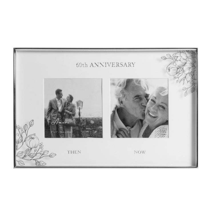 AMORE BY JULIANA® Floral Double Frame - 60 Years Anniversary- 4" x 4"