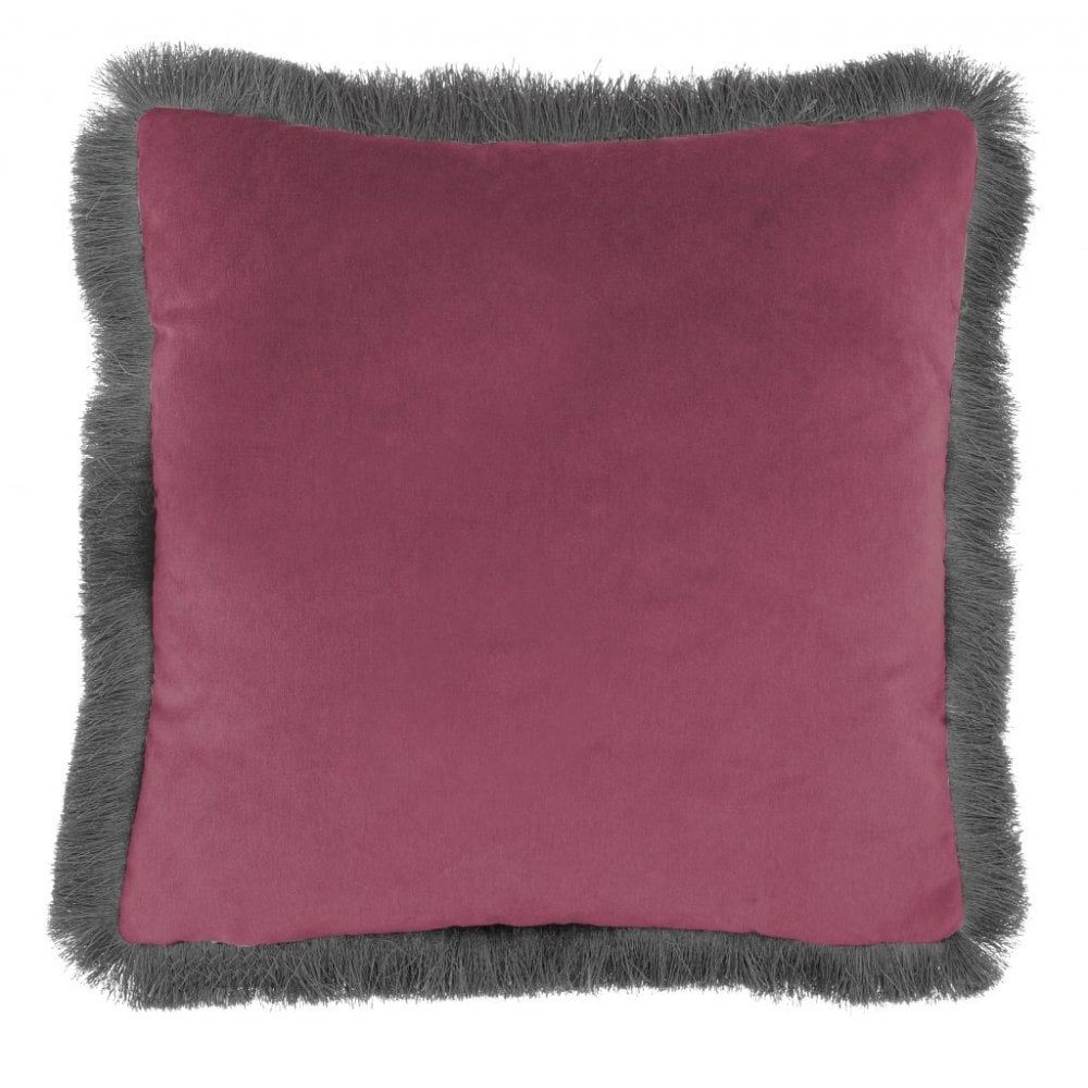 Lapis Poppy Red Velvet Cushion with Trim