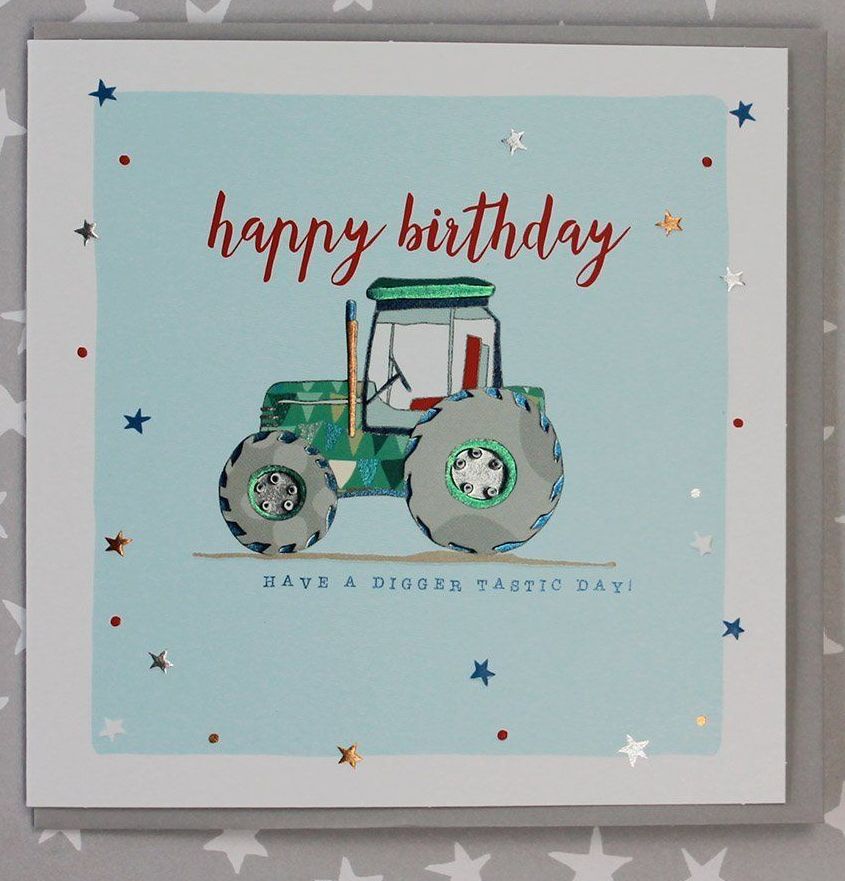 Boy Birthday Card- Digger/ Tractor