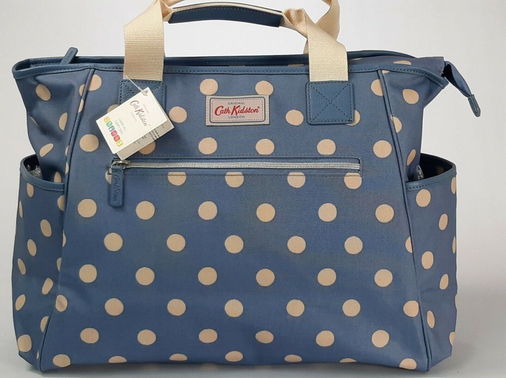 Carry all Nappy/ Changing Bag Button Spot  Blue