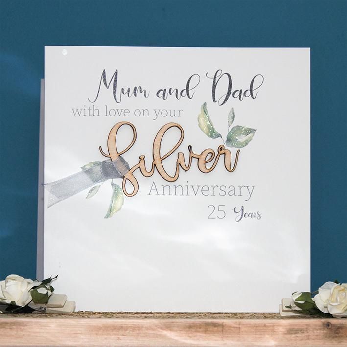 Mum and Dad Silver 25th Anniversary Card