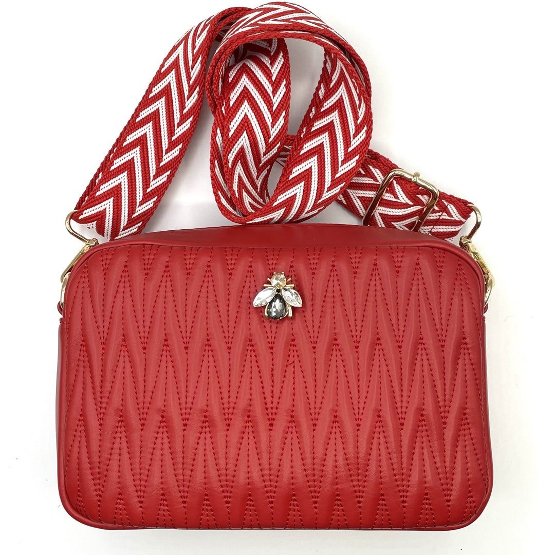 Large cross body bag in vegan leather - Rivington in red