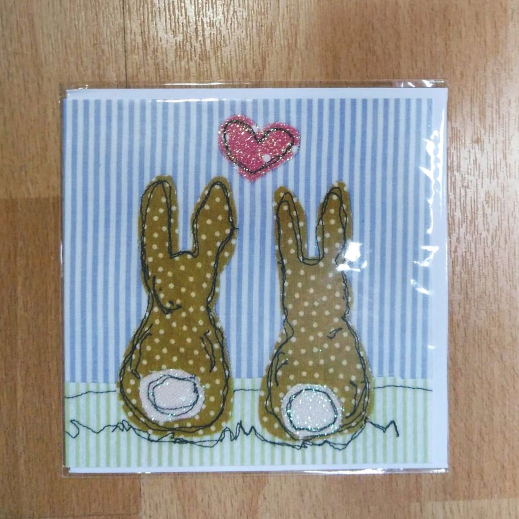 Blank Card- Bunnies and Heart