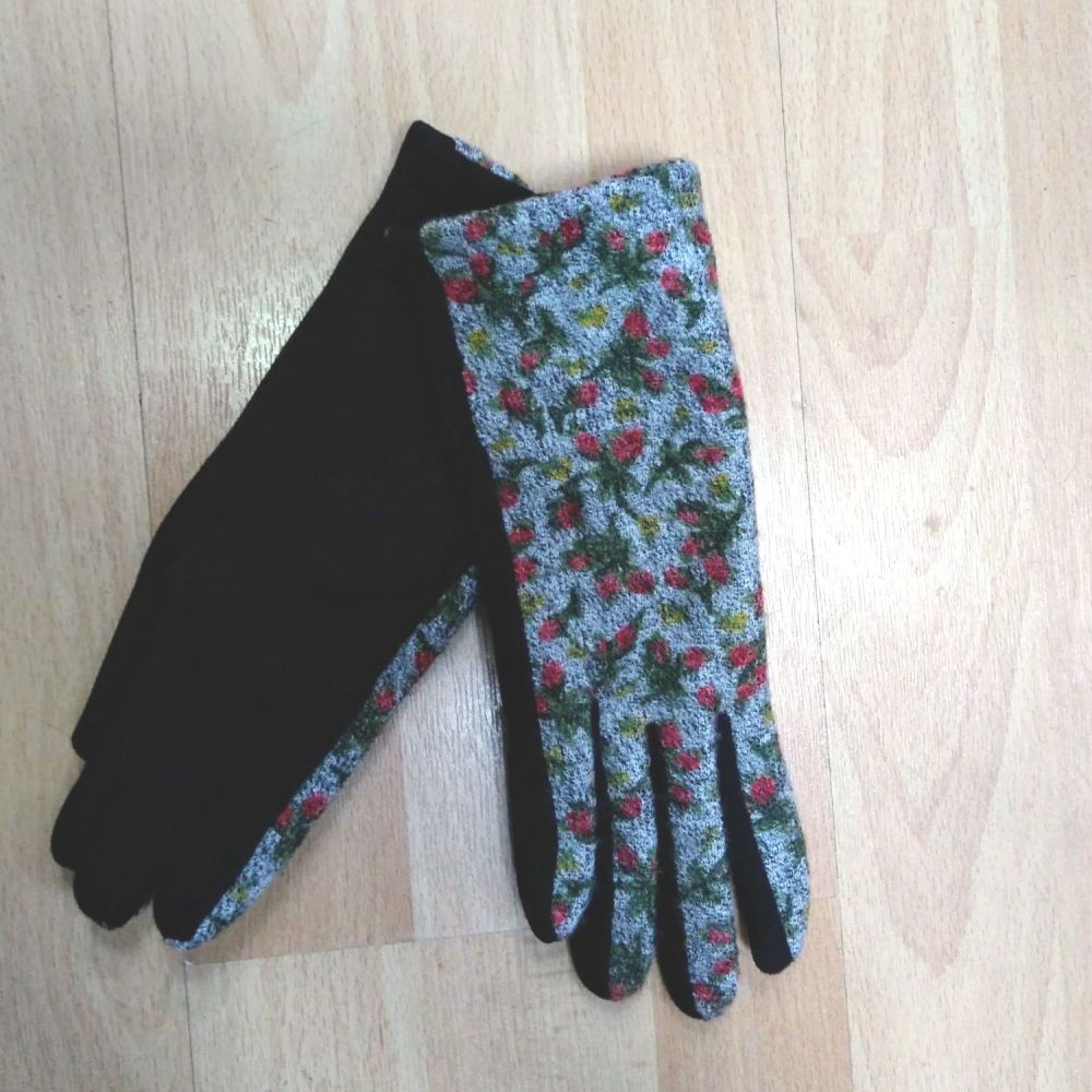 Black Gloves with floral design