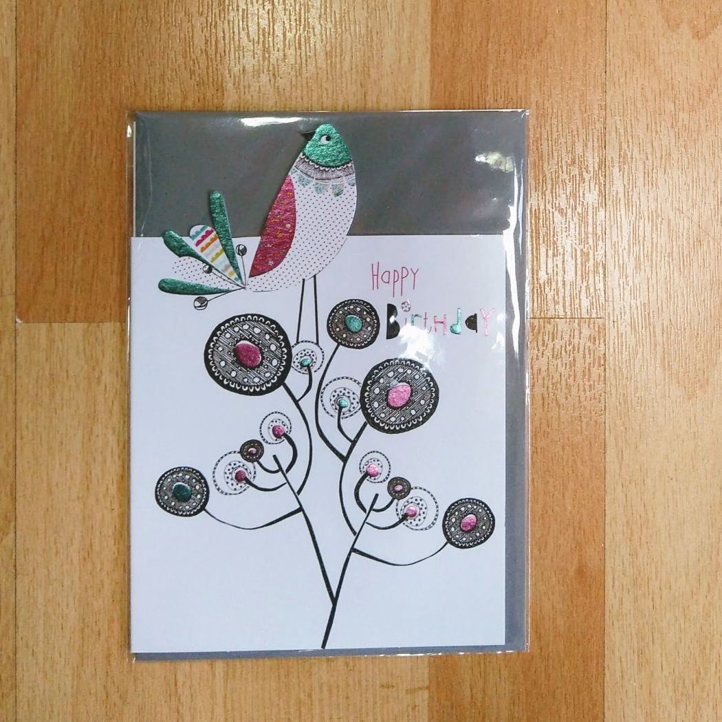 Birthday Card- Bird and Flowers