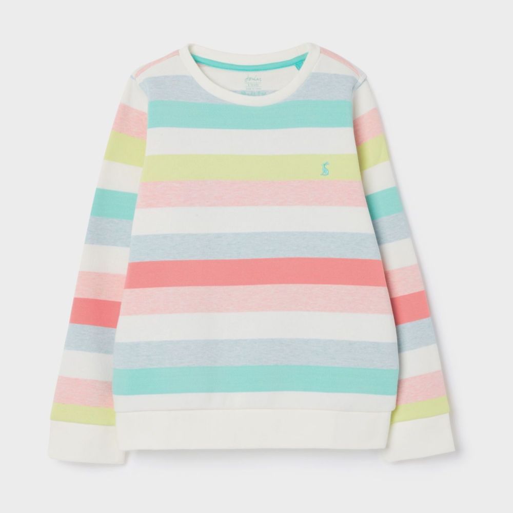 Ventura Crew Sweatshirt- Pink Multi-coloured Stripe-