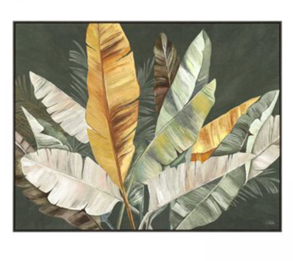 Flourish Canvas- Green Feather Design