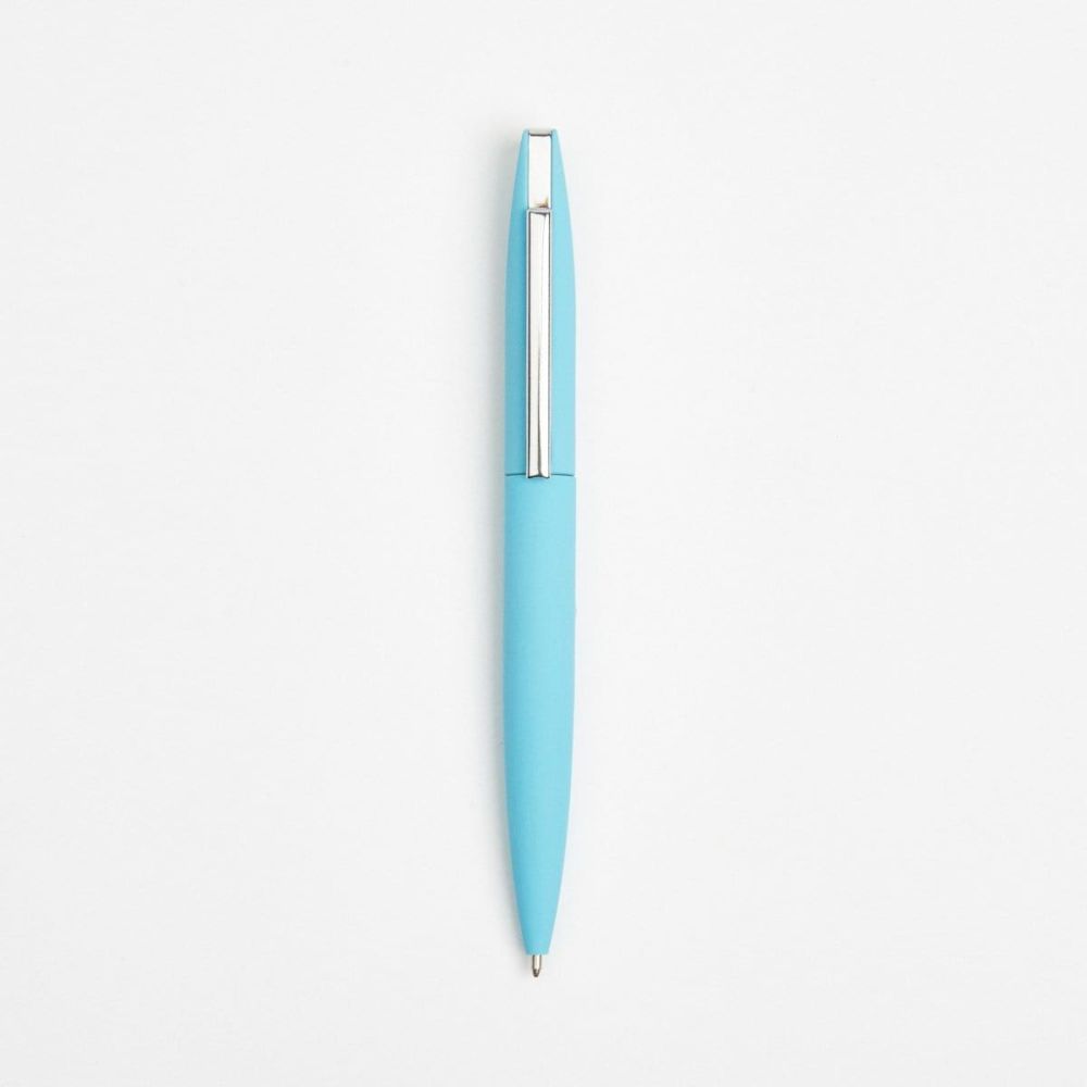 Contrasting Soft Touch Blade Ball Pen- Blue