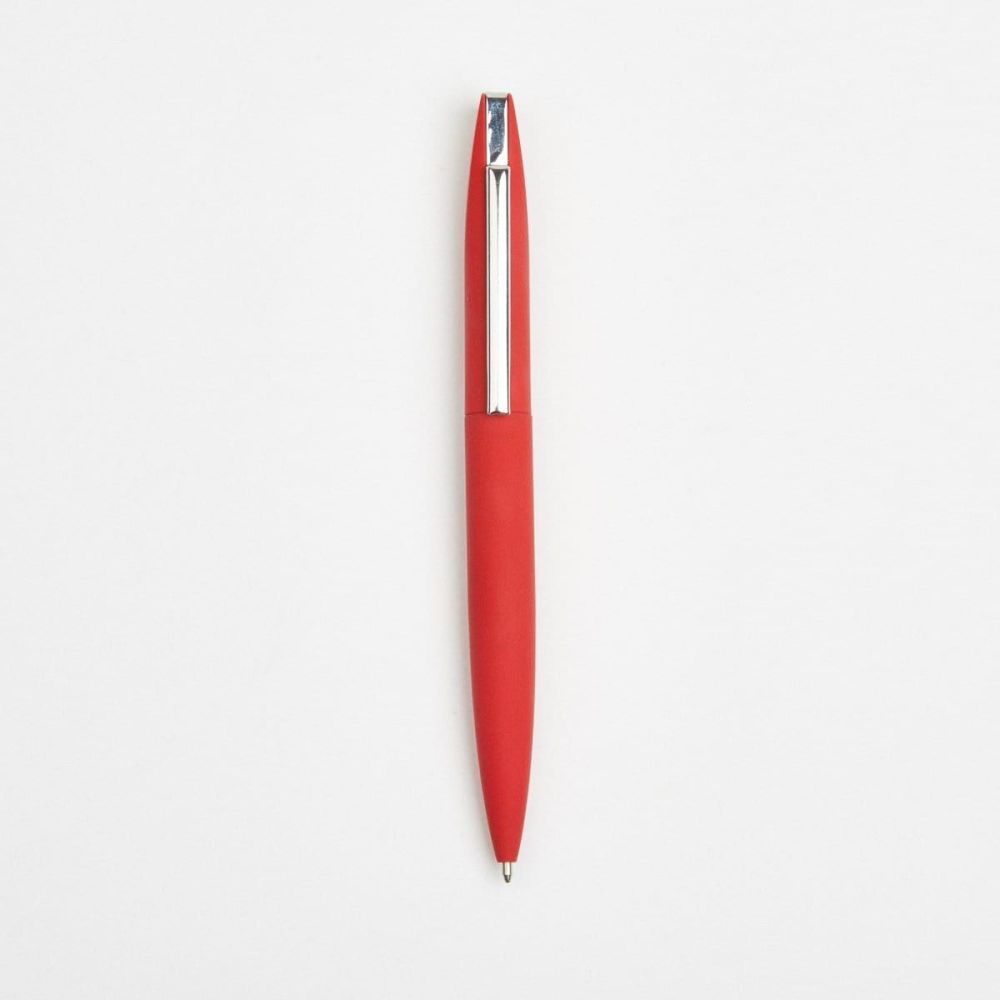 Contrasting Soft Touch Blade Ball Pen- Red