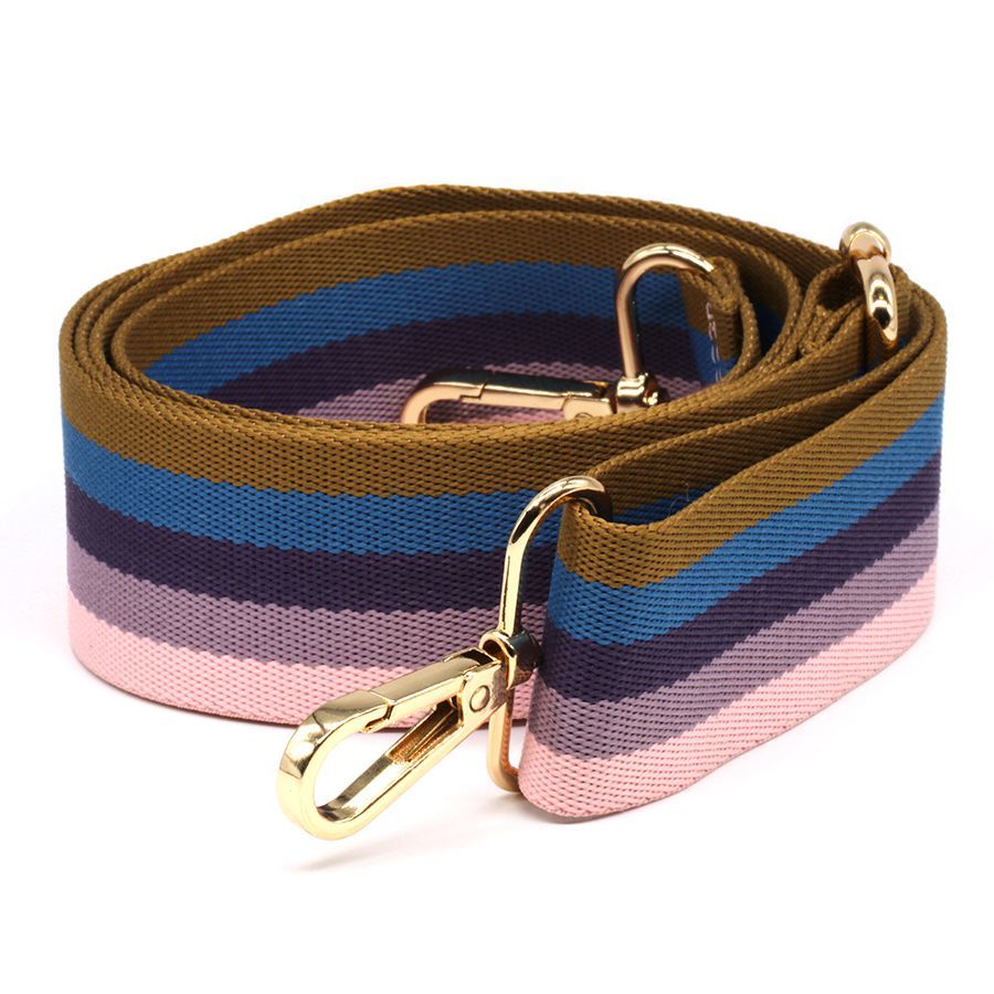 Pink and tan mix striped interchangeable bag strap (1.5 Inch wide)