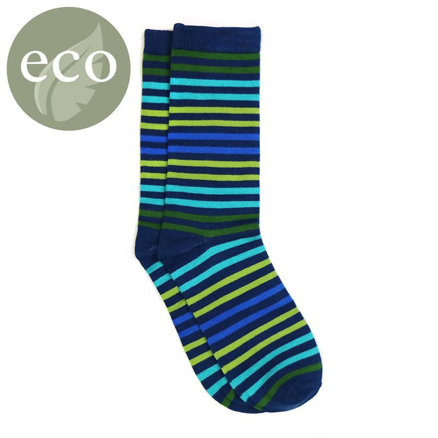 Blue and green mix bold stripe men's socks