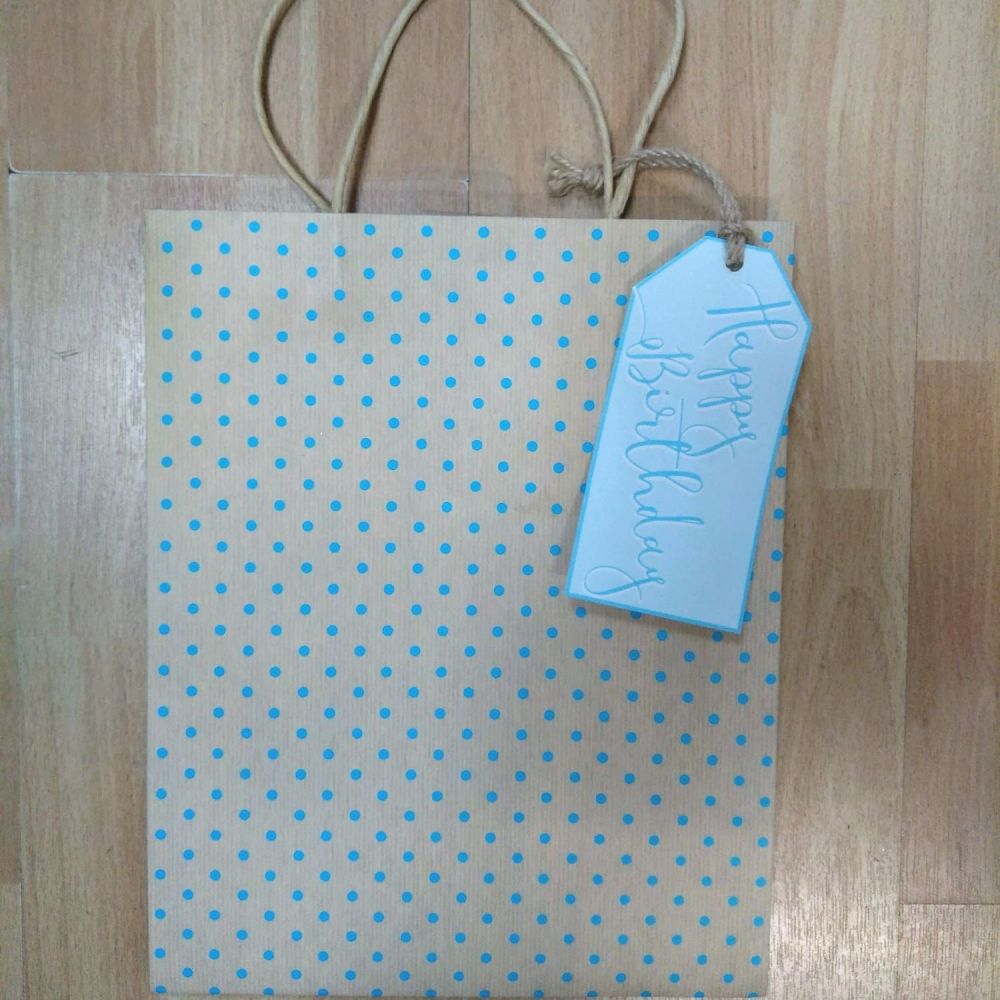 Happy Birthday Gift Bag (Large)- Blue Spot