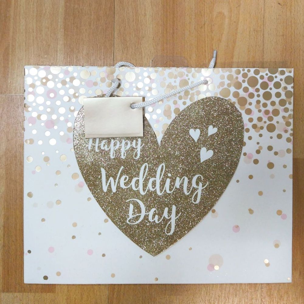 Wedding Gift Bag- Gold Glitter (Large)
