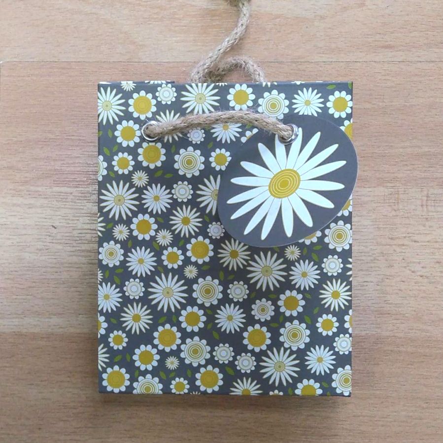 Grey & Mustard Floral Gift Bag (Small)