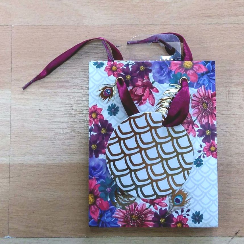Maroon/ Pink Floral Gift Bag (Small)
