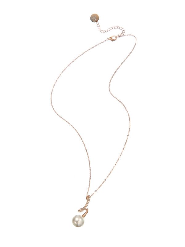Rose Gold Necklace with Faux Pearl Pendant