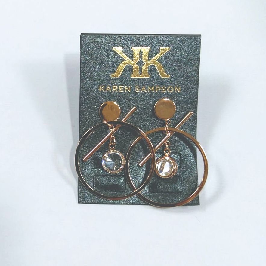 Rose Gold Stud Circular Earrings with Clear Jewel Centre