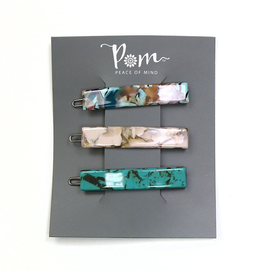 Turquoise mix shell effect Hair Clips (Pack of 3)
