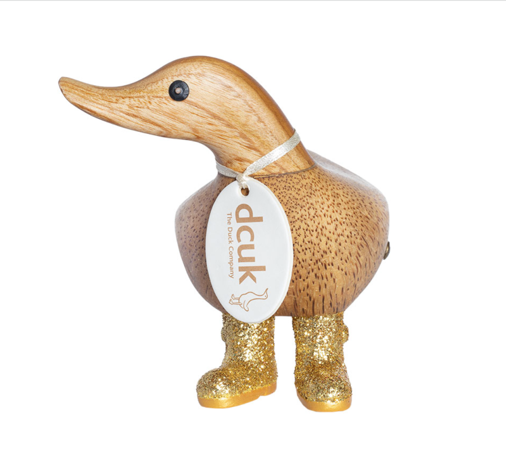 Disco Ducky with Sparkly Gold Welly Boots