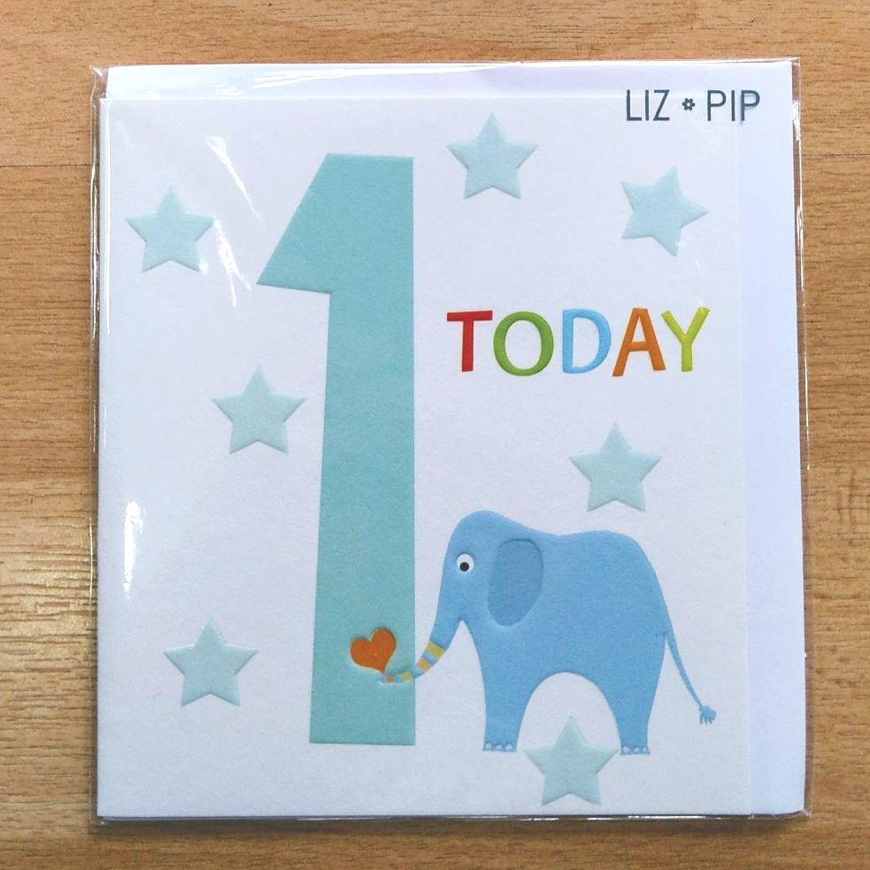 1st Birthday Card- Elephant