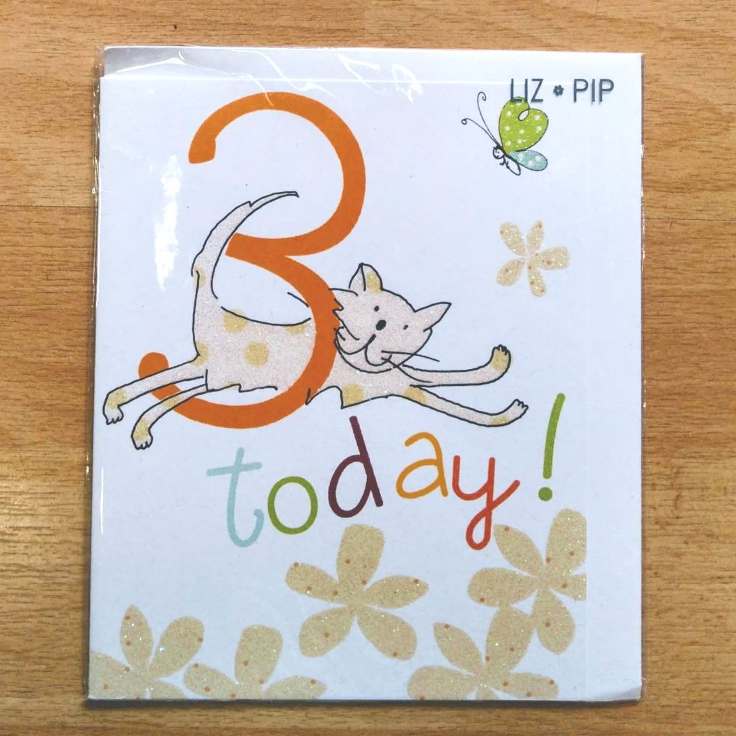 3rd Birthday Girl Card- Cat
