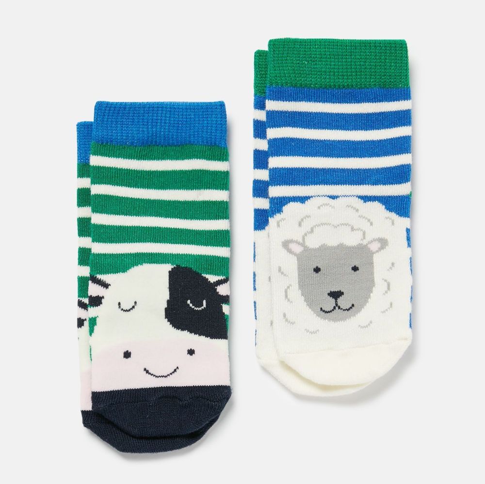 Neat Feet 2 Pack Of Socks- Cow and Sheep- Age 12-24mths