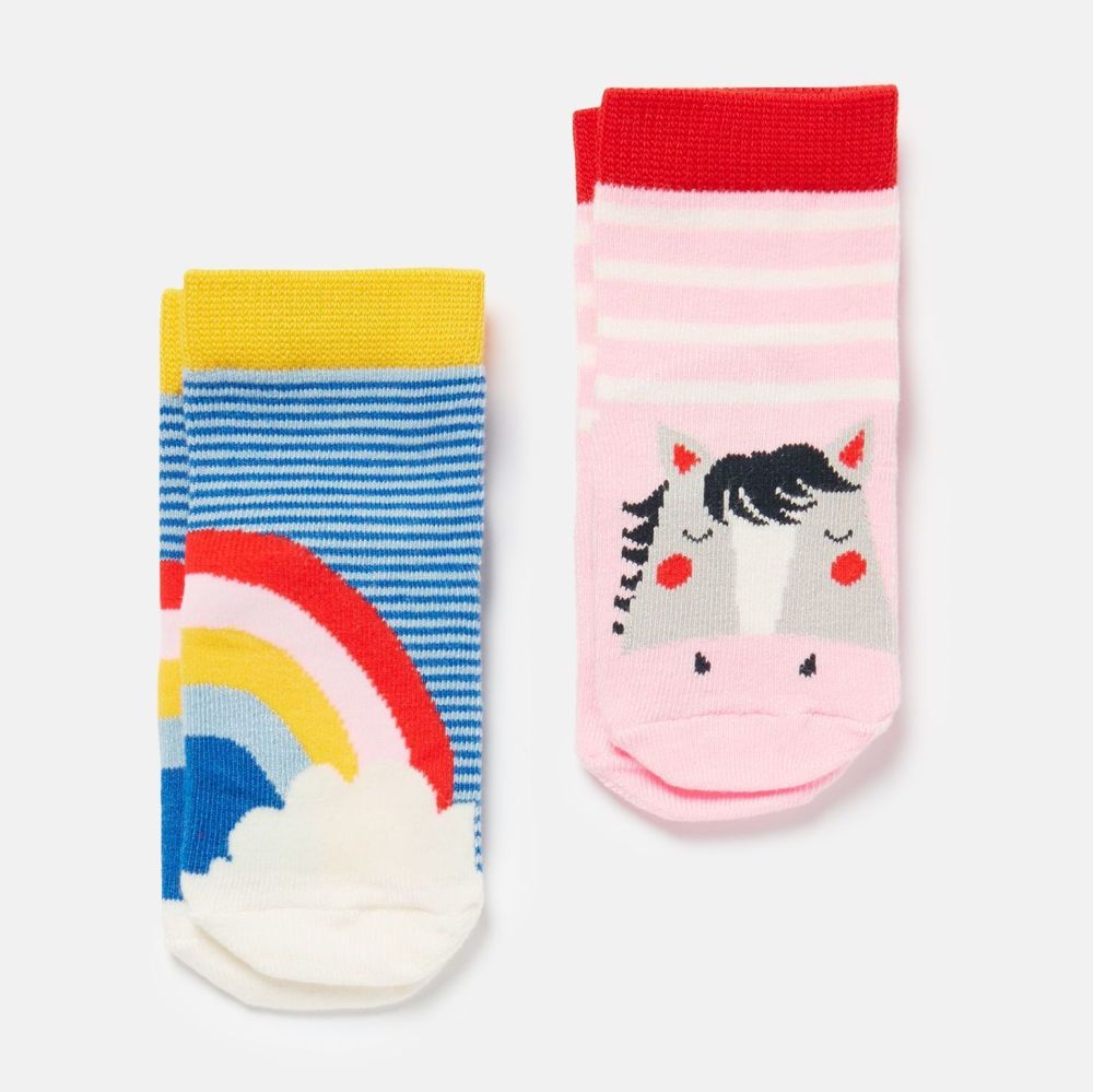 Neat Feet 2 Pack Of Socks- Rainbow Horse- Age 0-6, 6-12, 12-24 mths