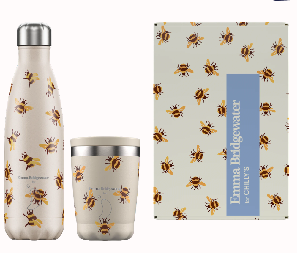 Chilly's Bottle 500ml and Cup 340ml Bundle- Emma Bridgewater- Bumblebee