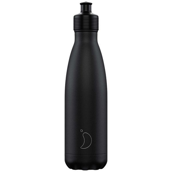 Chilly's 500ml Sports Bottle- Monochrome Black