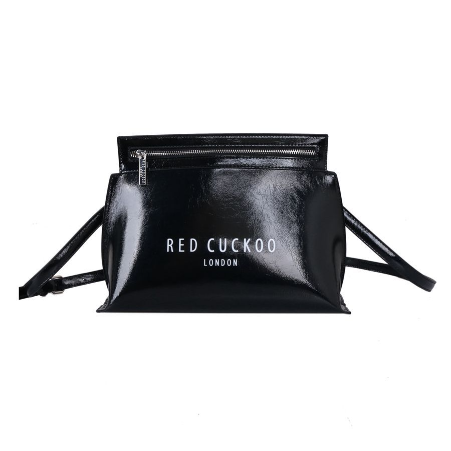 Red Cuckoo- Black Zip Fastening Cross Body Bag