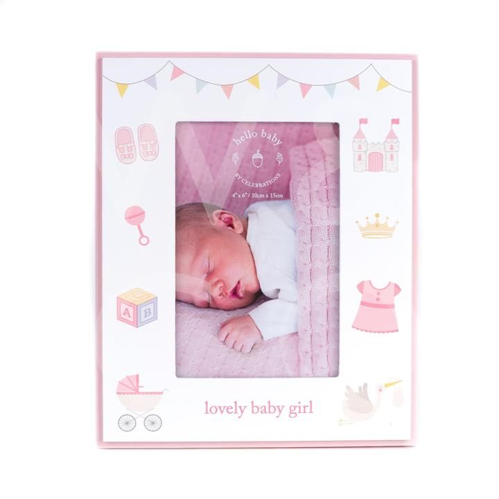 Hello Baby Girl Bunting 4" x 6" Photo Frame
