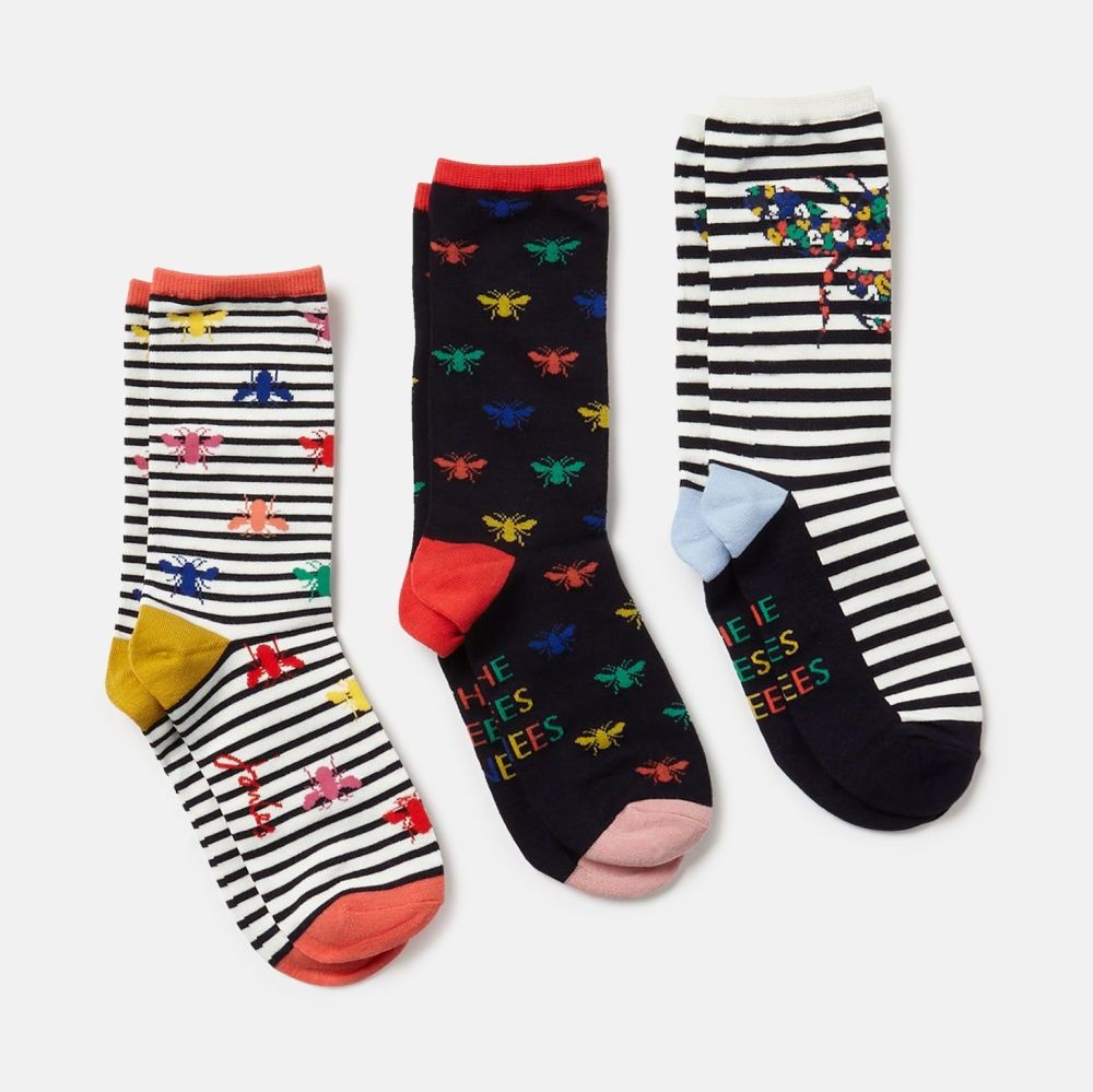 Excellent Everyday 3 Pack Socks- Multi Bee