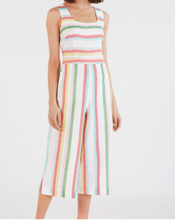 White Multi-coloured Striped Jumpsuit- (Cath Kidston) Size 14, 18