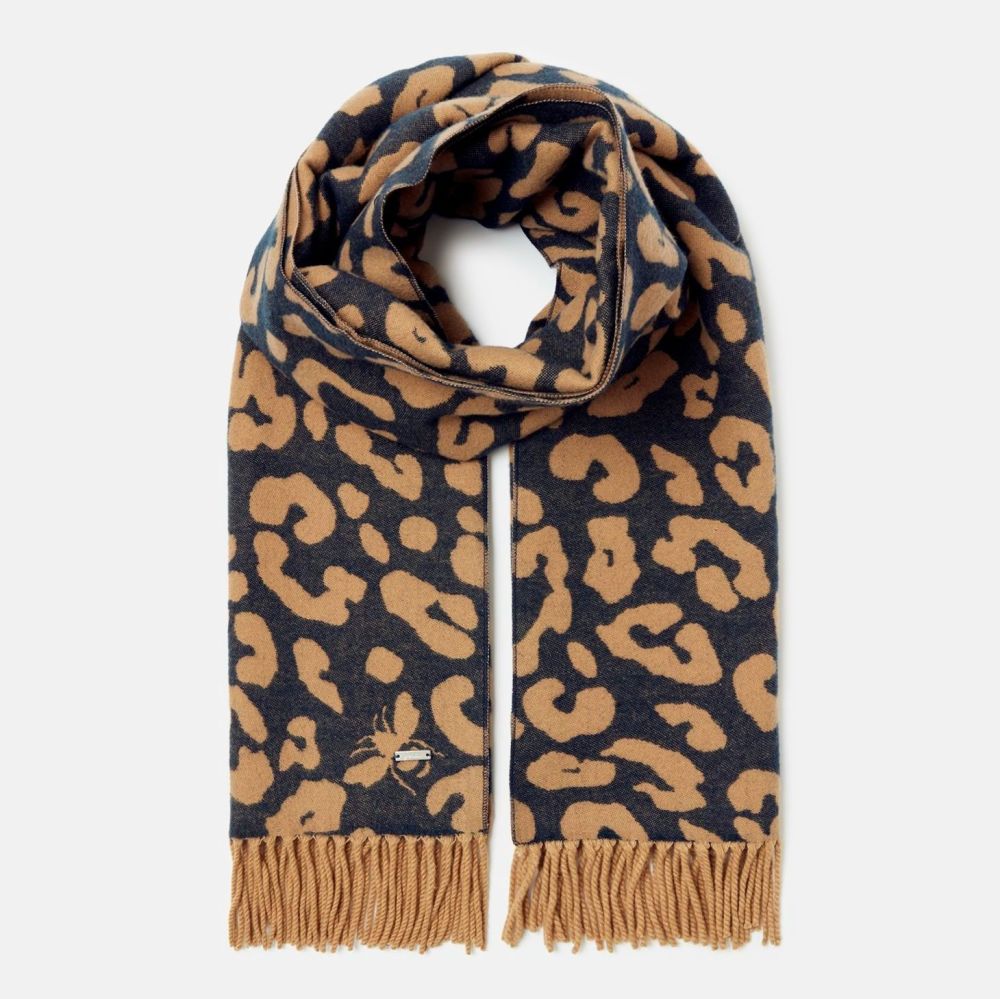 Elissa Jacquard Warm Handle Scarf- Tan Bee Leopard